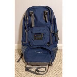 Mountaintop Outdoor Adventure Hiking Backpack 40L Traveling Navy Blue Rain Cover